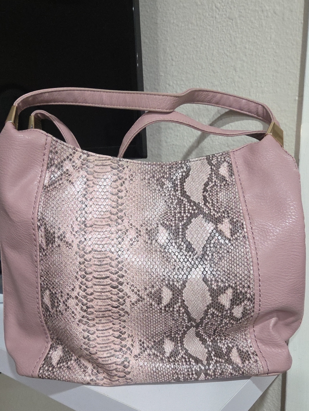 B. Lush Women's Pink Snake-Print Tote Bag